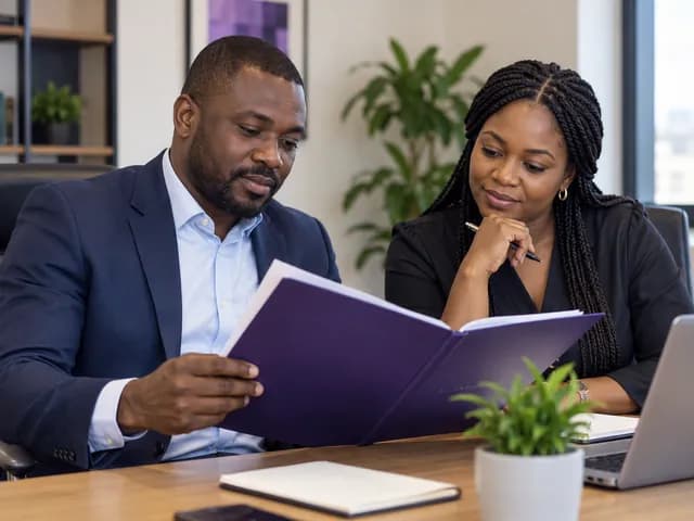 Employer reviewing hiring needs with a team
