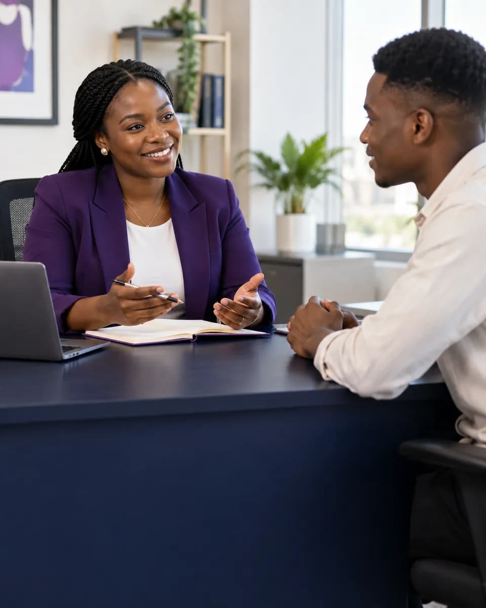 Professionals collaborating in a modern workplace